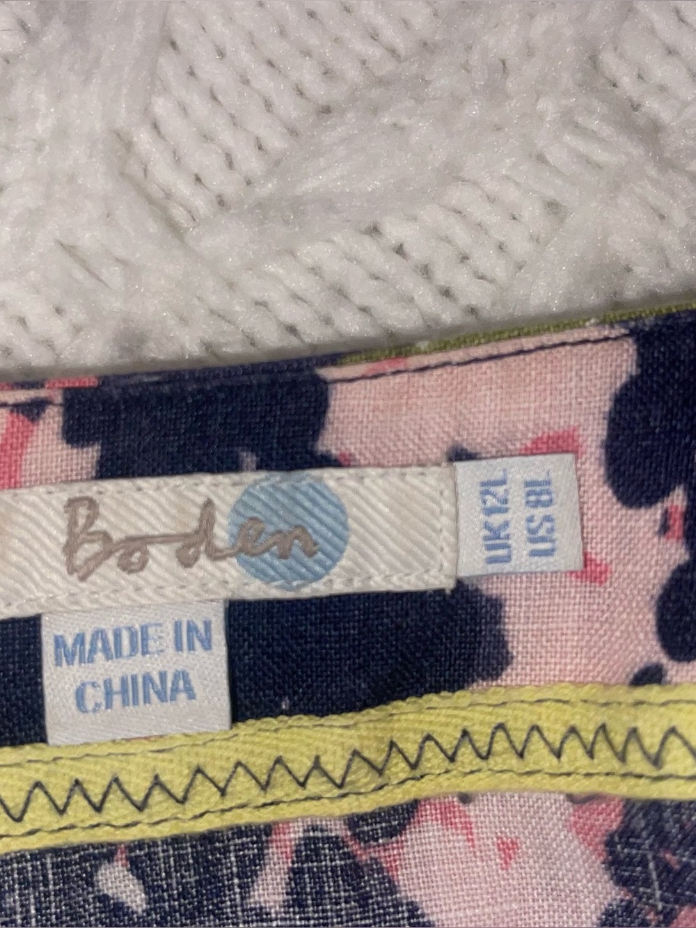 Boden- Floral Navy Women's Dress in Pink & Olive zips on the side - Picture 3 of 14